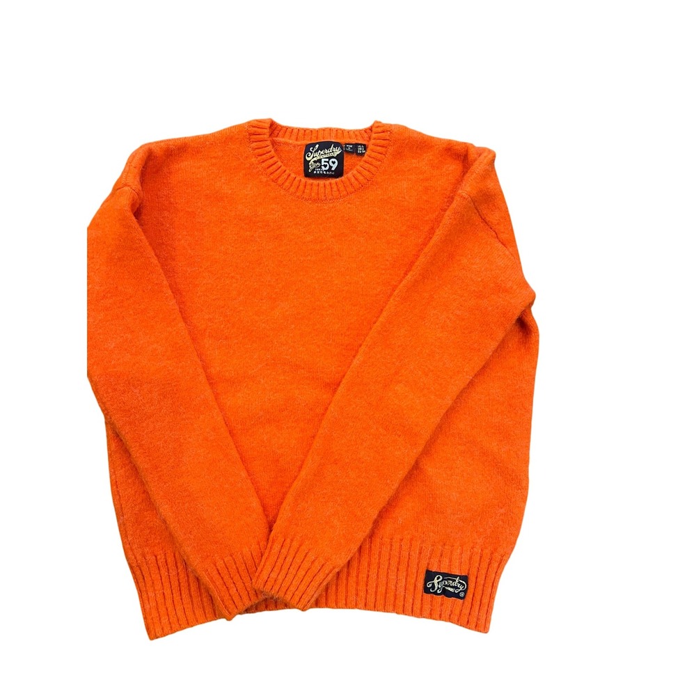 Superdry Women's Orange Crew Neck Long Sleeve Knit Sweater Top Sz L